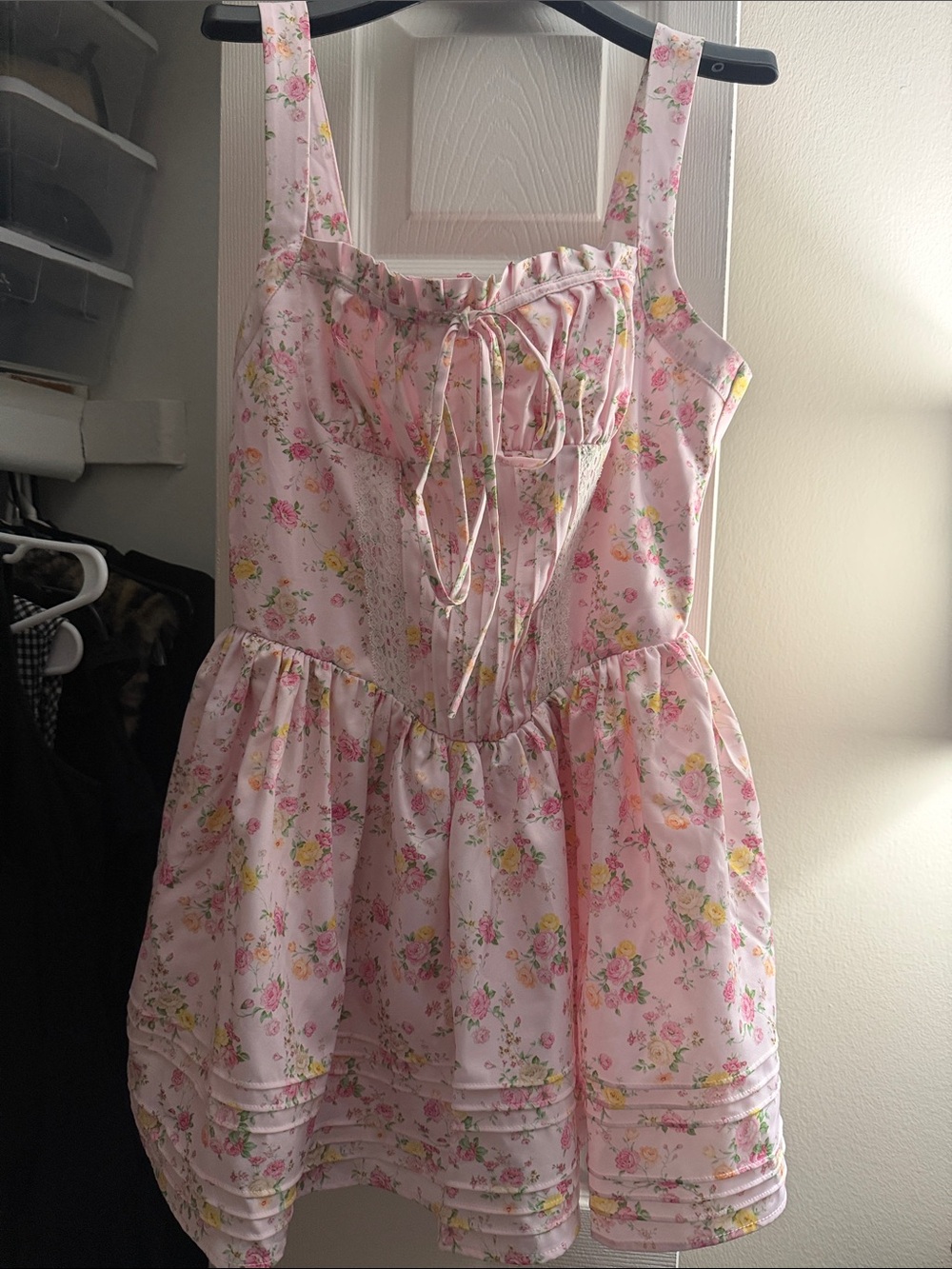 Hazel Pink Floral Tie-Front Sundress Size Small